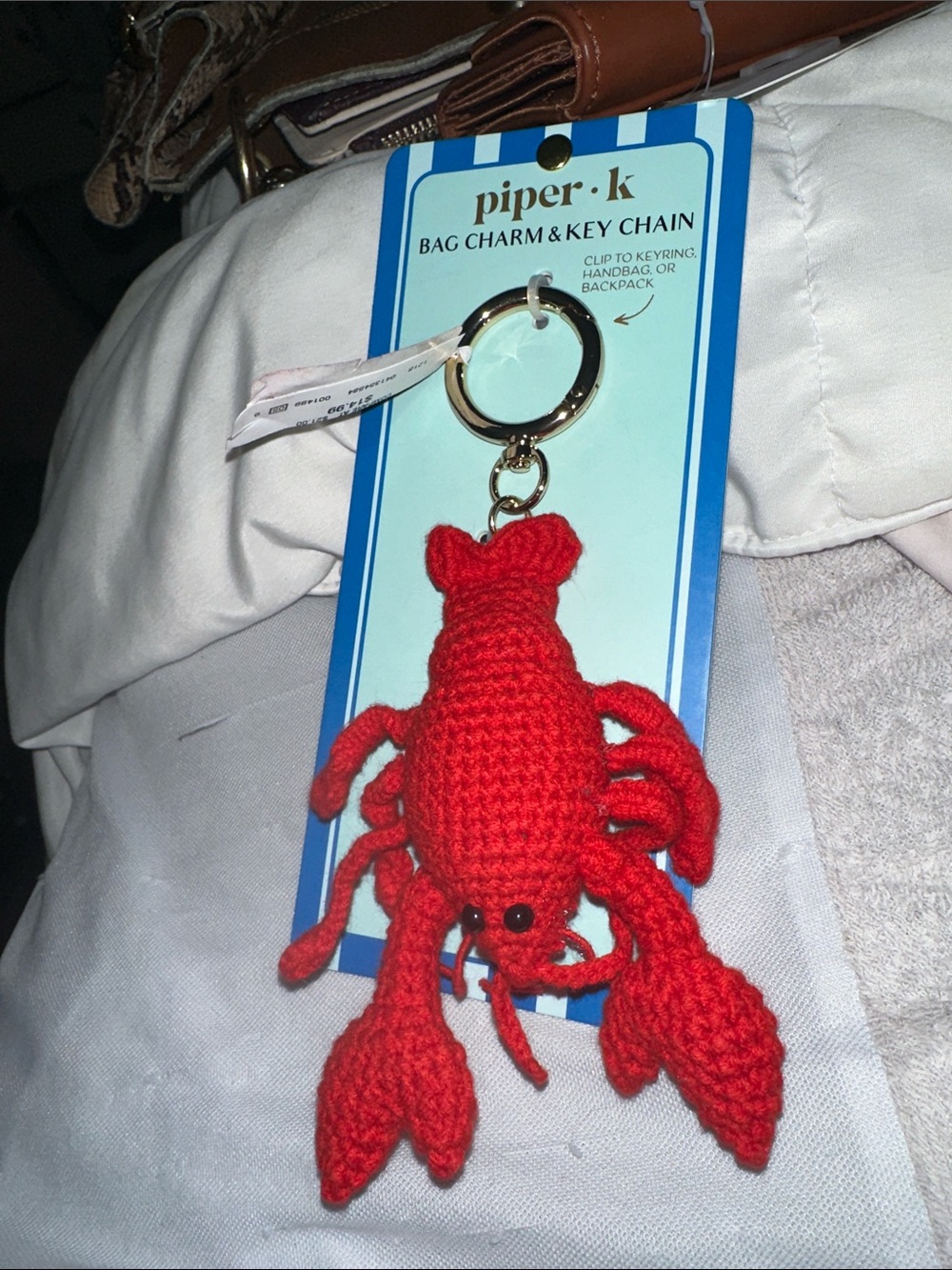 NWT Handmade Red Lobster Crochet Keychain - Piper K gold keychain cute 🥰 - Picture 6 of 6
